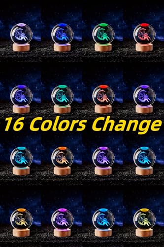 Large Moon&Fairy Crystal Ball Night Light with Woodern Base, 3D Fairy Crystal Lamp 16 Color Changing with Remote Control, Laser Engraved Fairy Glass Ball Lamp, Room Decor (Moon&Fairy) - style: Moon&Fairy