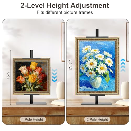 Adjustable Tabletop Picture Frame Stand,Heavy Metal Base Adjustable Size Table Easels for Display,Picture Frame Holder Art Display Stand,Art Poster Rack,for Home Office Galleries