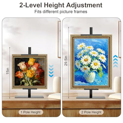 Adjustable Tabletop Picture Frame Stand,Heavy Metal Base Adjustable Size Table Easels for Display,Picture Frame Holder Art Display Stand,Art Poster Rack,for Home Office Galleries