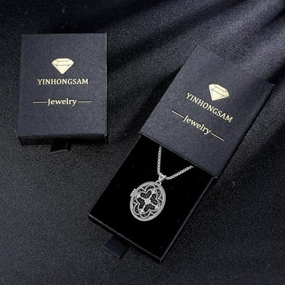 925 Sterling Silver Pictures Locket Necklace for Women Men - color: Black plated 10