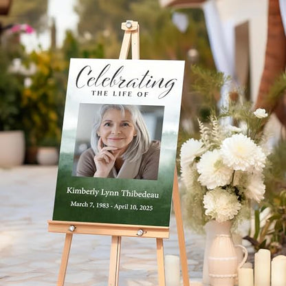 Celebration Of Life Welcome Sign, Personalized Celebration Of Life Welcome Sign, Green Watercolor Funeral Poster, Green Forest Memorial Poster Photo Sign, Celebration Of Life Sign, Celebration Of Life - color: Style#10
