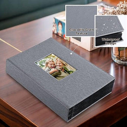 Ywlake Photo Album 4x6 300 Pockets, Leather Photo Albums Holds 300 Horizontal Only Pictures Grey - color: Grey, size: 300 Pockets