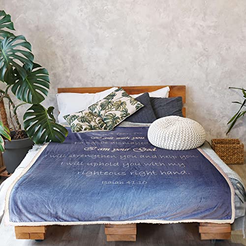 "Compassion Sympathy Blanket - Double Layer 65x50 Throw Blankets | Bed - Healing Gifts for Women , Scripture Blue , super soft, plush, and warm blanket - color: Blue Indigo, size: Isaiah 41:10
