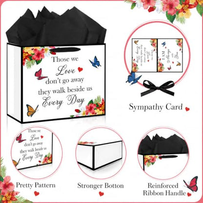 Butterfly Sympathy Gift Bag for Loss of Loved One Memorial Wrapping Paper Bag with Sympathy Card Tissue Paper Those We Love Don't Go Away Bag for Funeral Loss of Dog Pet Mom Dad Husband Bereavement - color: Butterfly