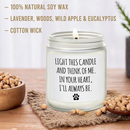 Light This Candle and Think of Me, Pet Memorial Gifts for Loss of Dog Cat, Pet Loss Sympathy Gift, Passing Away Condolence Gifts for Friends Pet Owner - Lavender, Woods, Wild Apple & Eucalyptus 9OZ