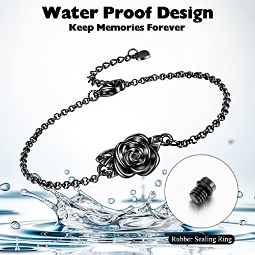 XIUDA Urn Bracelet for Ashes Rose Cremation Bracelet Ashes Holder Bangle Link Chain Ashes Bracelet for Women - style: Black