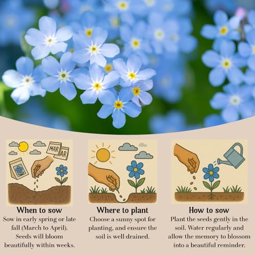 60Pack Forget Me Not Seeds Bulk, Memorial Seed Packets for Funeral Favors - size: 60Pack