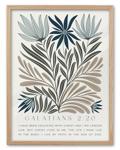 EcoHest 12x16 in Galatians 2:20 Botanical Floral Framed Christian Wall Art - color: Framed Floral, size: 16"L x 12"W