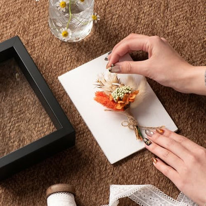 4x6 Small Shadow Box Frame with Ultra-Clear Glass & Soft Linen Back - color: Black+high Definition Panel + Shatter-proof Packaging, size: 4x6