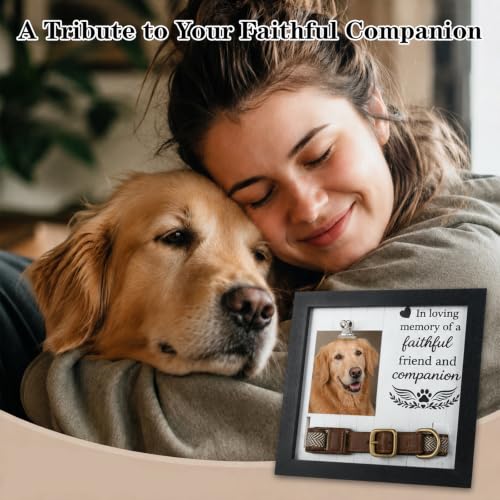 Dog Memorial Picture Frame with Collar Holder, Pet Memorial Gifts for Loss of Dog and Cat, Pet Loss Sympathy Remembrance and Bereavement Gift, Pet Memorial Frame Keepsake for Dogs Passing away
