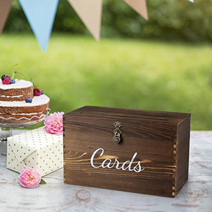 MDLUU Wood Wedding Card Box, Rustic Wedding Money Case with Lock, Envelope Holder Card Receiving Box for Reception, Birthday Party (Brown) - color: Brown