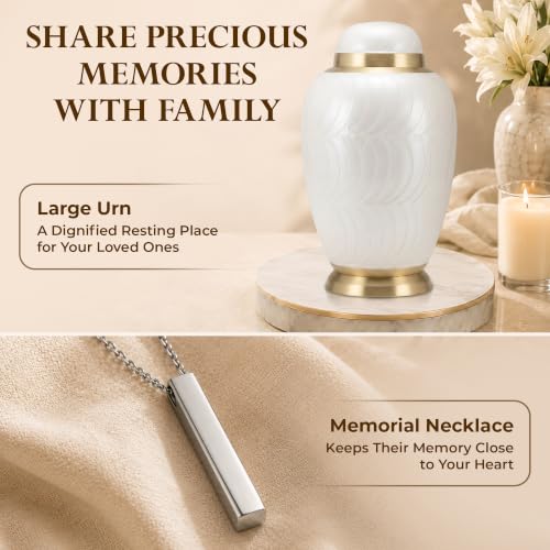 Personalized Dometop White Cremation Urns for Human Ashes Adult Set of 2 - color: Dometop White Single Urn - Custom