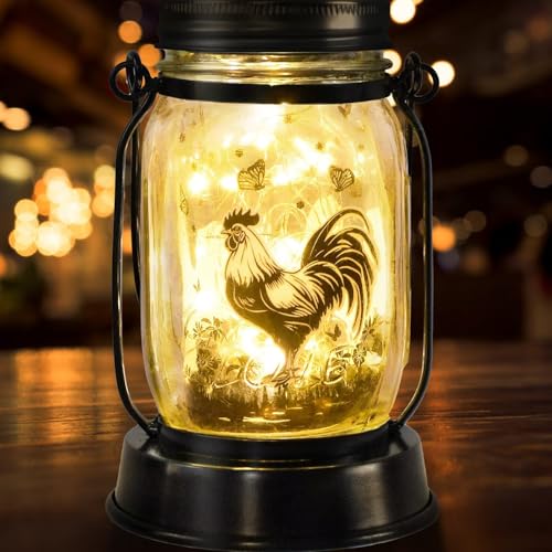 kyoryuger Chicken Rooster Gifts for Women/Men Cock Lovers Solar Lantern Mom Birthday, Mothers Day, Solar Garden Decoration Outside for Yard, Patio,Backyard,Porch, Torches - color: Chicken