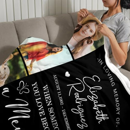 Custom Memorial Blanket with Picture Personalized Sympathy Remembrance Condolences Bereavement Gifts Sympathy Gifts for Loss of Loved One Mother Dad Grandma Grandpa Sister Daughter Friend - color: Design16