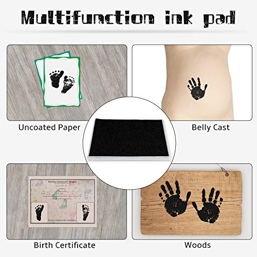 Ink Pad, 5x4'' Washable Non-Toxic Ink Stamp Pad for Baby Footprint Handprint, Black - color: Black