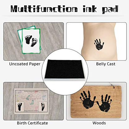 Ink Pad, 5x4'' Washable Non-Toxic Ink Stamp Pad for Baby Footprint Handprint, Black - color: Black