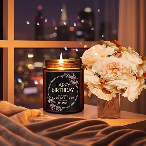 Birthday Gifts for Women Men - Sending Love Hugs Bday Candle for Her Him - 16th18th 21st 30th 40th 50th Happy Birthday Candle Gift for Sister Mom Wife Friends - Jasmine Relaxing Soy Spa Candle - color: Happy Bday-Hug