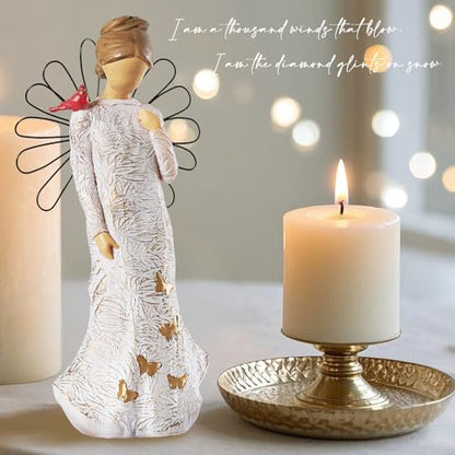 Sympathy Angel Figurines for Loss of Loved Ones Angel Statues | Home Decor Serenity Prayer Gifts for Women Resin Sculpted Hand-Painted Figure Bereavement Gift Praying Hands Statue - style: Sympathy Angle( Cardinal Style)