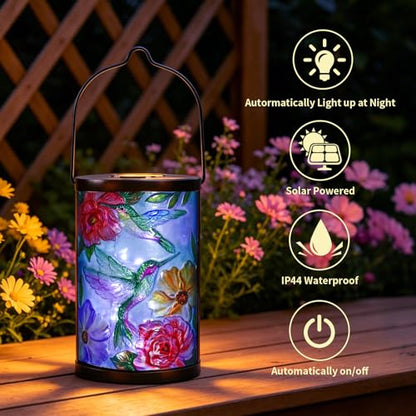 MUMTOP Hummingbird Solar Lantern Waterproof Outdoor Hanging Garden Light - color: Multicolor