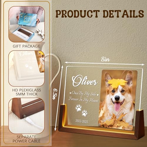 Personalized Dog Memorial Gifts, Custom Acrylic Light Up Picture Frame | Custom Pet Loss Gifts Cat Pet Memorial Gifts with Pictures for Pet Lover, Loss of Dog Sympathy Gifts - color: style-9