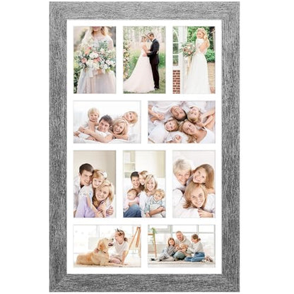 13x21 Collage Frame, 10 Open 4x6 Photo Frame Collage for Wall - color: Grey, size: 13x21 - (10 open4x6）