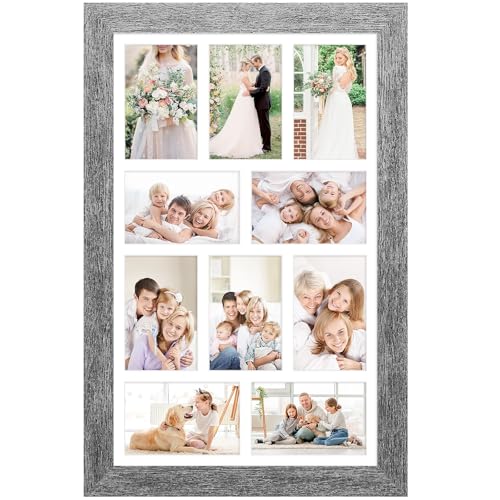 13x21 Collage Frame, 10 Open 4x6 Photo Frame Collage for Wall - color: Grey, size: 13x21 - (10 open4x6）