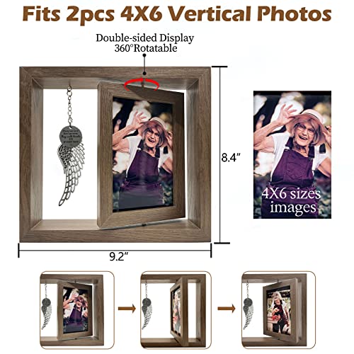 Besoamo Memorial Picture Frame 4x6, Sympathy Gifts for Loss of Loved One, Memorial Gifts for Loss of Mom Dad, Rotatable Bereavement Sympathy Photo Frame with Angel Wing, Remembrance Condolence Gift - size: 4x6 inches Photo Frame with Angel Wing