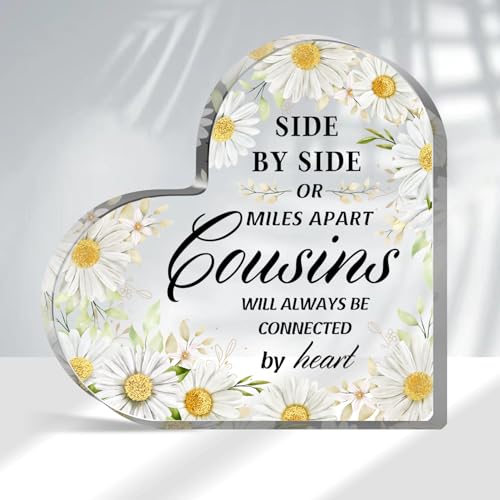 Heart Acrylic Cousin Gifts for Women - Best Cousin Ever Gifts for Birthday, Christmas and Weddings - style: 005