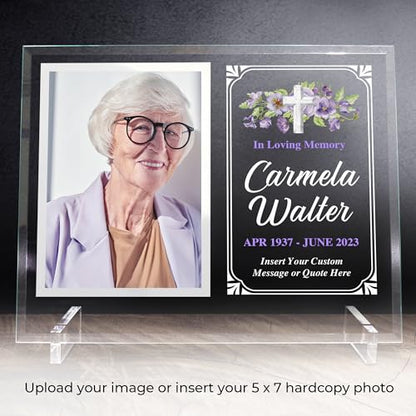 Basic Fundamentals 11.75"x9.75" Custom Glass Picture Frame for 5x7 Photo, Personalized Memorial Picture Frame, In Loving Memory Picture Frame and Celebration of Life Decorations (Design 2)