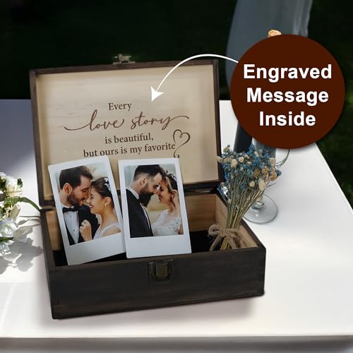 Anniversary & Wedding Gift for Couples, Engraved Our Love Story Memory Box - size: Medium, style: Wedding