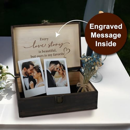 Anniversary & Wedding Gift for Couples, Engraved Our Love Story Memory Box - size: Medium, style: Wedding