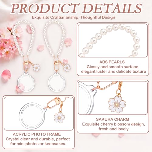 12 Pack Braid/Bow/Pearl Photo Frame Keychain Bulk | Braid/Bow/Pearl Keychain Bulk, Blank Photo Frame Keychain, DIY Charms Gift, Wedding Bridal Party Favor - style: Flower