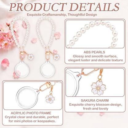 12 Pack Braid/Bow/Pearl Photo Frame Keychain Bulk | Braid/Bow/Pearl Keychain Bulk, Blank Photo Frame Keychain, DIY Charms Gift, Wedding Bridal Party Favor - style: Flower