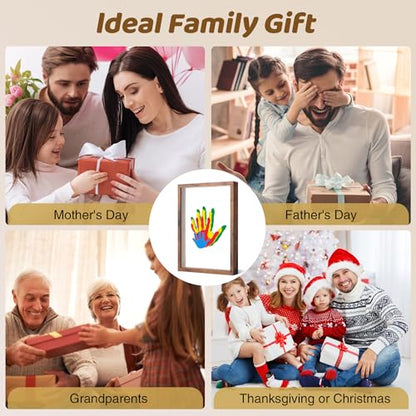 Family Handprint Kit for 4, Hand Print Keepsake Frame DIY Craft Gift - color: Brown, size: 4 Pages Acrylic Boards