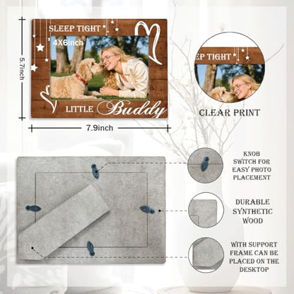 Wooden Tabletop Photo Frame, Sleep Tight Little Buddy, Rustic Wood Picture Frames, Pet Wooden Memorial Gifts Picture Frames, Wood Photo Frame for Wall Tabletop Display 7.9 * 5.7inches - color: Style 9