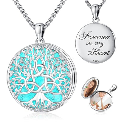 Sterling Silver Tree of Life Necklace for Women Oval Family Tree Necklace Abalone Shell Moonstone Pendant Mother Day Necklace for Mom Tree of Life Jewelry - style: Tree of Life-Locket Necklace