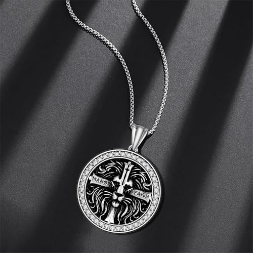 925 Sterling Silver Patron Saint Necklace Amulet Miraculous Medal Pendant Jewelry for Men Women with Friendship Talisman Travel Inspirational Gifts - color: black-G