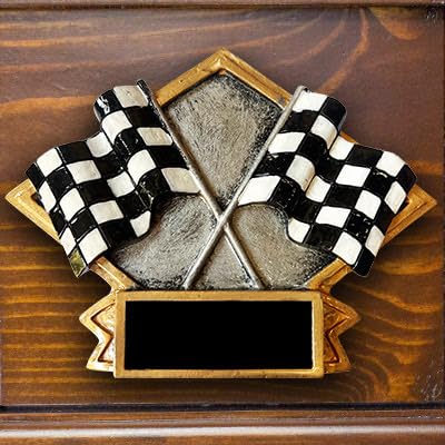 Car Racing Funeral Cremation Urn, Personalized Adult Wooden Memorial Urn | Racing flags memorial urn with detailed 3D plaque, honoring racing fans and motorsports enthusiasts