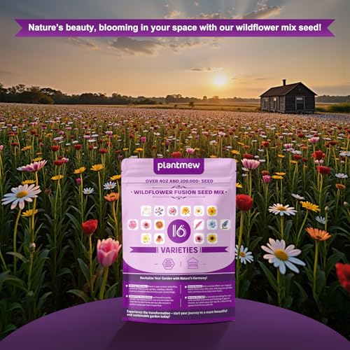 200,000+ Wildflower Seeds [4oz] 16 Variety Perennial Mix - Heirloom Seeds for Pollinator Gardens | Attracts Bees/Birds/Butterflies | High Germination Rate for Indoor & Outdoor - size: 16 Variety Perennial Mix