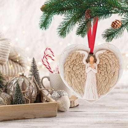 3D Angel Wings Figurines Ornaments for Christmas Tree - Memorial Ornaments for Loss of Loved One - Christmas in Heaven Sympathy Gifts for Guardian Angel - style: Angel