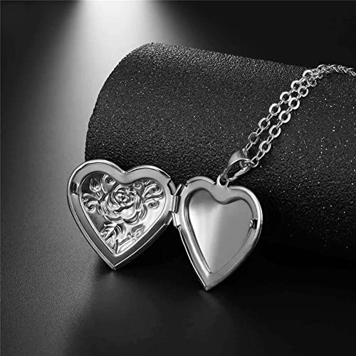 2 Pcs Locket Necklace that Holds Pictures Stainless Steel Locket Pendant Necklace Memory Photo Pendant Necklace for Women Girls - color: Heart style 4