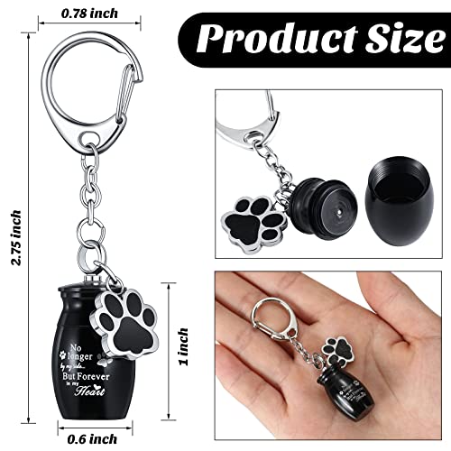 Tudomro Cremation Pet Dog Urns Keychain for Ashes with Storage Bag Stainless Steel Small Cat Paw Memorial Keepsake Jewelry - color: Black