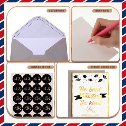 Eaasty 50 Set Inspirational Graduation Greeting Cards with Envelope Sticker - style: Inspirational Graduation