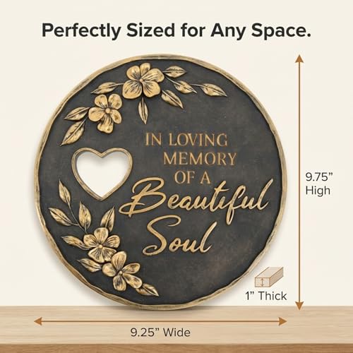 The Bridge Collection “in Loving Memory of A Beautiful Soul” Memorial Garden Stone – Sympathy Gift for Loss of Loved One – Outdoor Remembrance Garden Stone Tribute Decor