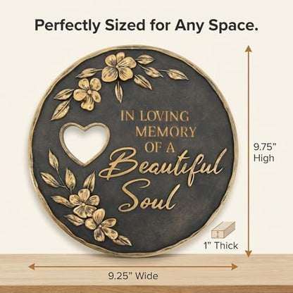 The Bridge Collection “in Loving Memory of A Beautiful Soul” Memorial Garden Stone – Sympathy Gift for Loss of Loved One – Outdoor Remembrance Garden Stone Tribute Decor