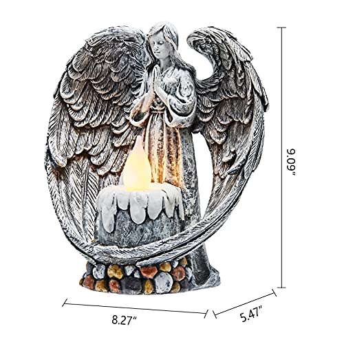 Angel Garden Statues Outdoor Cemetery Decorations for Grave Take The Cross Praying Wings Angel Figurine Cemetery Lights Patio Lawn Yard Porch Decorations 10.24 Inch - style: Praying Wings Angel