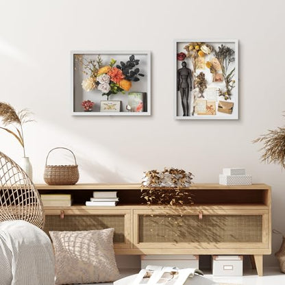 Muzilife 16x20 Large Shadow Box Pine Wood Picture Frame, 3.94 Deep, White - color: White, size: 16"x20"