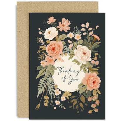 Old English Co. Thinking of You Card - Beautiful Floral Thinking of You Card for Friends and Family - Sympathy, Condolences, Bereavement, Get Well Soon | Blank Inside