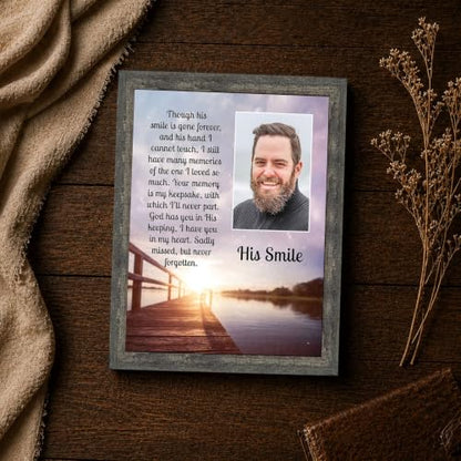 Memorial Gifts for Loss of Husband, Sympathy Gift, His Smile In Memory of Loved One, Picture Frames for Sympathy Gift Baskets, Bereavement Gifts for Loss of Father, Loss of Son Condolence Gift, 5031BW | Sympathy Gifts for Loss of Father, In Memory of Dad,