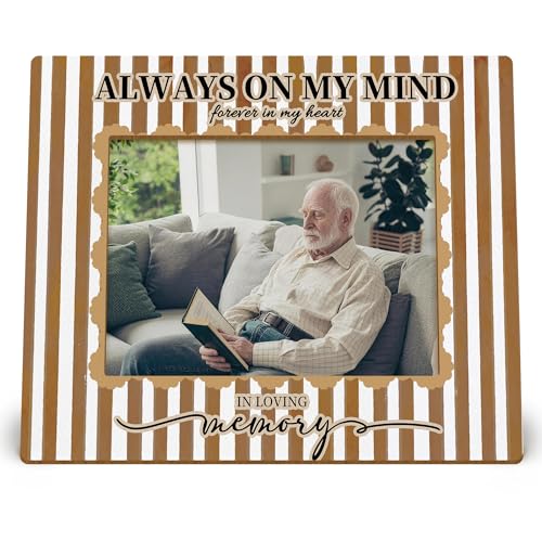 in Loving Memory Picture Frames, Memorial Picture Frame, Memorial Sympathy Bereavement Gifts for Loss of Loved Ones, Always on My Mind in Loving Memory Wood Photo Frame for 5x7 Photos